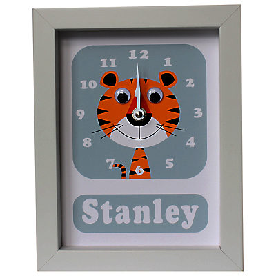 Stripey Cats Personalised Terrance Tiger Framed Clock, 23 x 18cm Blue Stripey Cats Personalised Terrance Tiger Framed Clock, 23 x 18cm Blue